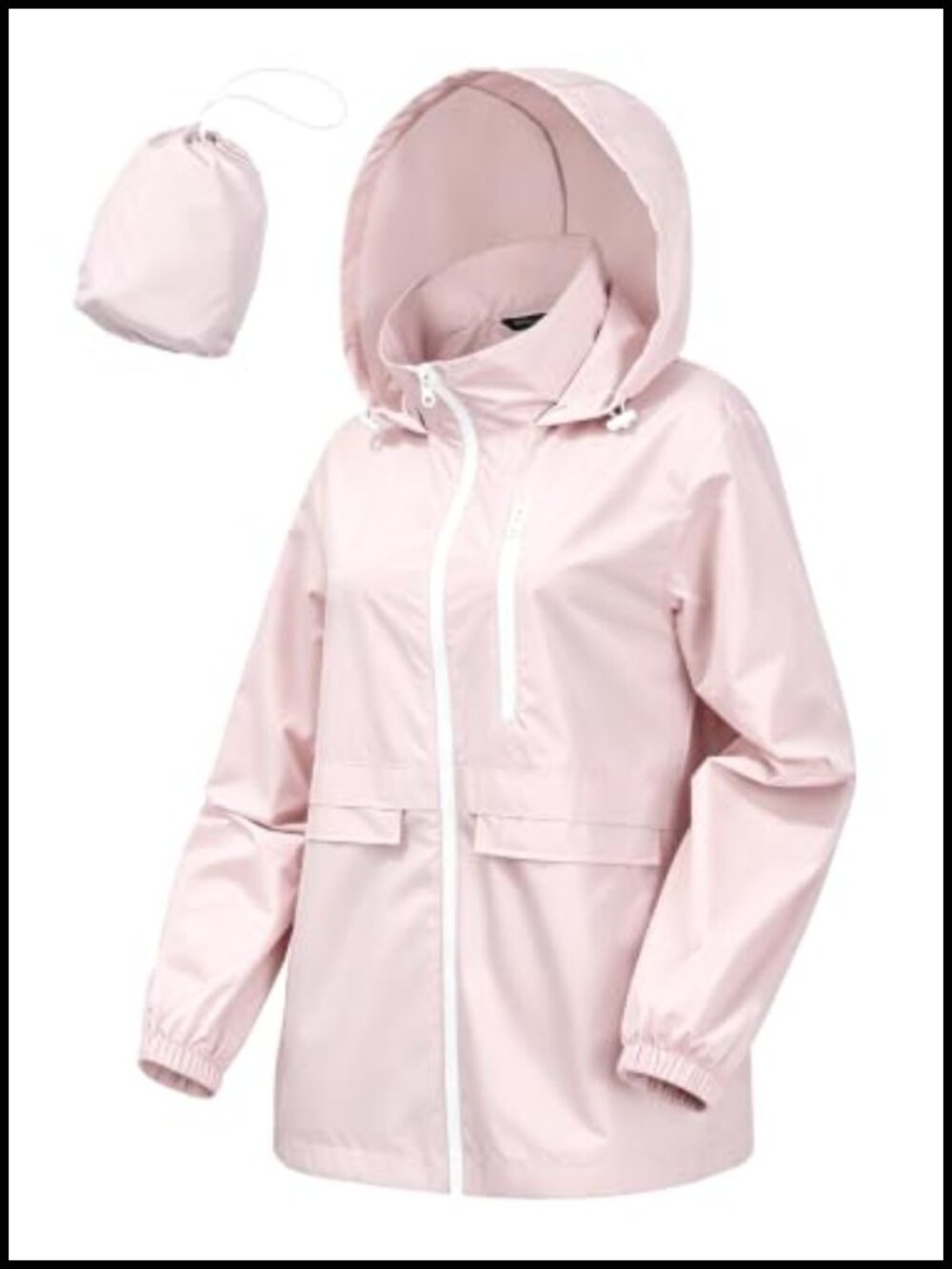 Packable Waterproof Rain Jacket with Hood Lightweight Windbreaker